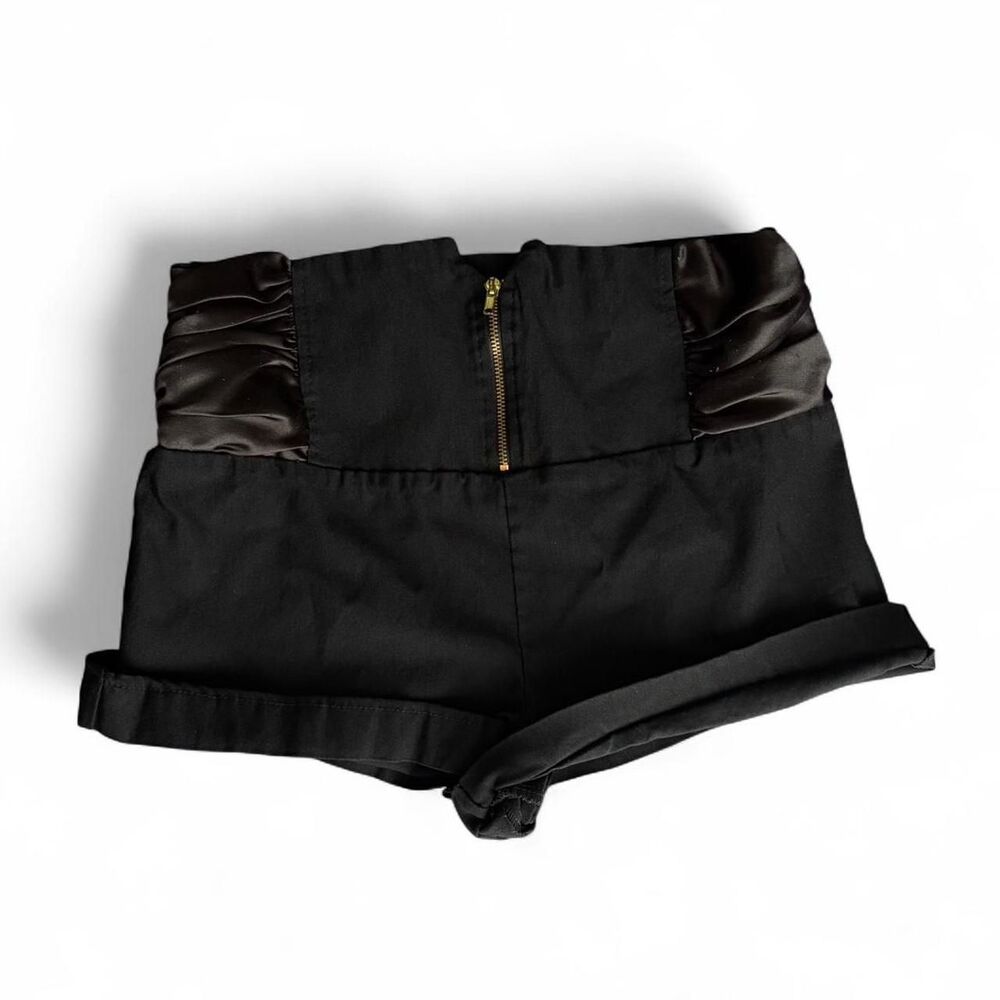 y2k vintage Gothic black high waisted ruffled hot shorts